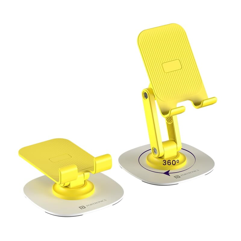 Portronics Mobot III 360° Rotatable & Foldable Mobile Phone Holder With Stable Metallic base,Adjustable Height