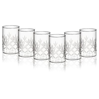 Borosil 350 ml Set of 6 pcs Meadow Vision Transparent Drinking Glass | Borosilicate Glass Tumblers for Water, Cold Drinks, Juice| Flame Proof, Microwave & Dishwasher Safe | for Daily use & Gifting