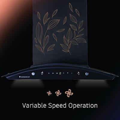 Wonderchef Ruby Curve Flora 60 cm Auto Clean Wall Mounted Chimney (Black 1200 CMH)