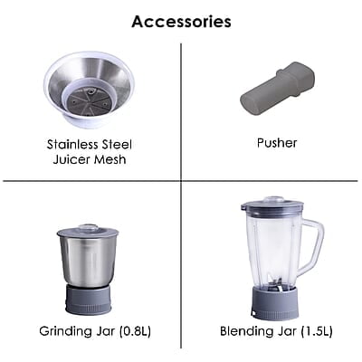 Wonderchef Prato Juicer Mixer Grinder with grinding & Blending jars  500W Powerful Motor