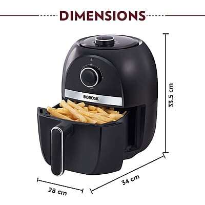 Borosil Best Air Fryer, Air Fryer for Home, Timer Selection, Adjustable Temp Control, 2.8 L Capacity Borosil Best Air Fryer, Air Fryer for Home, Timer Selection, Adjustable Temp Control, 2.8 L Capacity