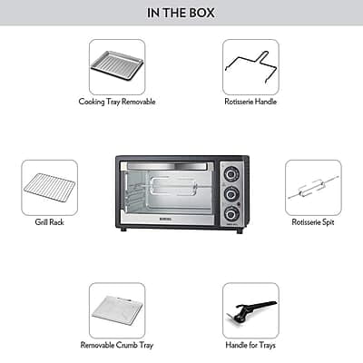 Borosil Pro 19 Liters Oven Toaster & Griller, Motorised Rotisserie, Stay-on Function, 5 Heating Modes, Black