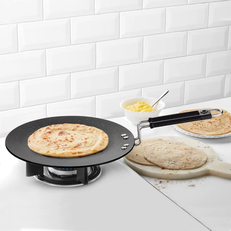 Borosil Granito Non-Stick Concave Tawa, Induction Friendly, Granite Finish, PFOA-Free, 28 cm Diameter, Black Borosil Granito Non-Stick Concave Tawa, Induction Friendly, Granite Finish, PFOA-Free, 28 cm Diameter, Black