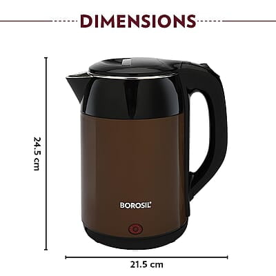 Borosil 1.8L 1800W Stainless Steel Cooltouch Electric Kettle | Boil Water for Tea/Coffee/Soup/Noodles | Water Heater Jug | Auto Cut-off, Dry Boil Protection | Multipurpose Kettle | 1 Year Warranty