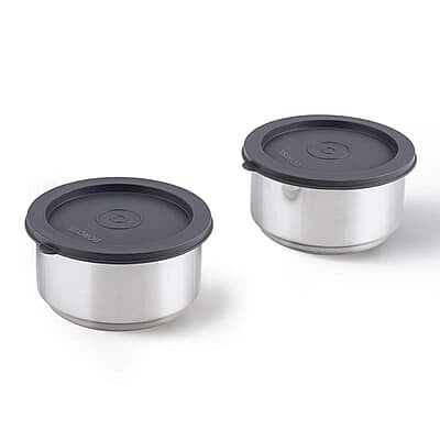 Borosil - Carry Fresh Stainless Steel Insulated Lunch Box Set of 2, 280 ml, Blue Borosil - Carry Fresh Stainless Steel Insulated Lunch Box Set of 2, 280 ml, Blue