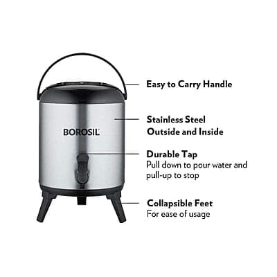 Borosil Stainless Steel Hydra Wonder Jug, 7.6 Liter, Silver