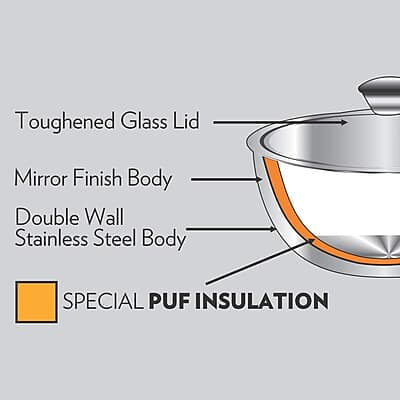 Borosil - Stainless Steel Insulated Curry Server, Set of 2 (500ml + 900ml) Silver Borosil - Stainless Steel Insulated Curry Server, Set of 2 (500ml + 900ml) Silver