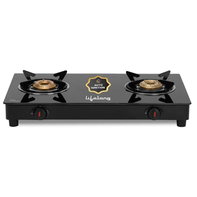 Lifelong 2 Burner Gas Stove Top for Kitchen - Automatic Ignition Cooktop Modern Glass Stove for Modular Kitchen, ISI Certified Lifelong 2 Burner Gas Stove Top for Kitchen - Automatic Ignition Cooktop Modern Glass Stove for Modular Kitchen, ISI Certified