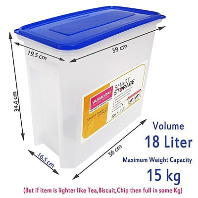 Varmora Smart Storage Plastic Container Set, Blue, 15 Kg, 3 Pieces