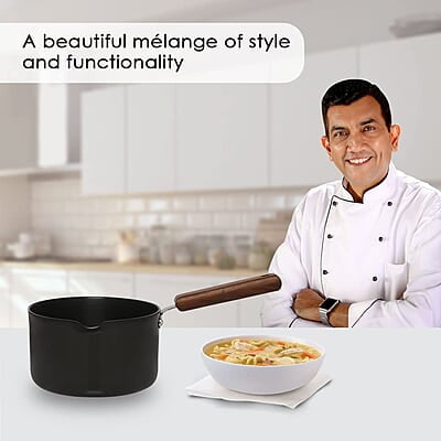 Wonderchef Ebony Hard Anodized Nonstick Sauce Pan 16cm Non Stick Sauce Pan 2L 3.25 mm Wonderchef Ebony Hard Anodized Nonstick Sauce Pan 16cm Non Stick Sauce Pan 2L 3.25 mm
