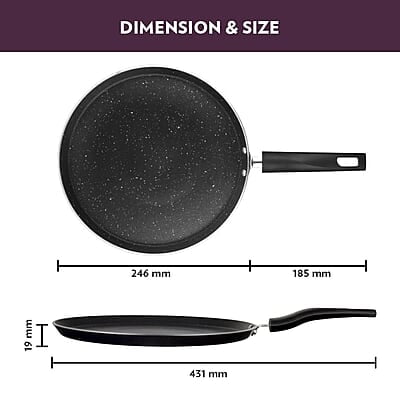 Borosil Granito Non-Stick Flat Tawa, Induction Friendly, Granite Finish, PFOA-Free, 30 cm Diameter Borosil Granito Non-Stick Flat Tawa, Induction Friendly, Granite Finish, PFOA-Free, 30 cm Diameter