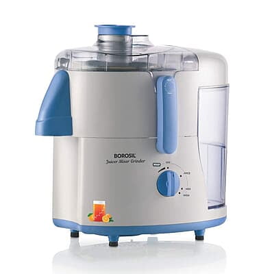 Borosil Primus II Juicer Mixer Grinder, For Juicing, Wet/Dry Mixing & Grinding, 500 Watts, 2 Jars (1.5 L Polycarbonate Blending Jar, 1 L Dry / Wet Grinder Stainless Steel Jar, Centrifugal Juicer