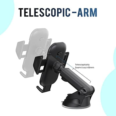 Portronics Clamp M Car Mobile Holder with 360° Rotational, Strong Suction Cup, One Click Release Button Compatible with 4 to 6 inch Devices Portronics Clamp M Car Mobile Holder with 360° Rotational, Strong Suction Cup, One Click Release Button Compatible with 4 to 6 inch Devices