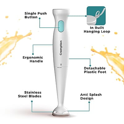 Crompton Blendserve Hand Blender with Plastic Stem 300 Watts Power Detachable stem Crompton Blendserve Hand Blender with Plastic Stem 300 Watts Power Detachable stem