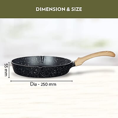 Borosil Vajra Die-Cast Non-Stick Aluminium Round Grill Fry Pan, Frying Pan with Ridges, Black with Wood-Finish Handles, 240 mm Wide, 5 mm Thick Borosil Vajra Die-Cast Non-Stick Aluminium Round Grill Fry Pan, Frying Pan with Ridges, Black with Wood-Finish Handles, 240 mm Wide, 5 mm Thick
