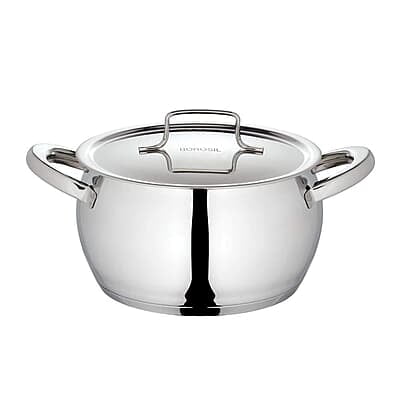 Borosil Stainless Steel Handi Casserole With Lid, Induction friendly, Impact Bonded Tri-ply Bottom, 2.9 L Borosil Stainless Steel Handi Casserole With Lid, Induction friendly, Impact Bonded Tri-ply Bottom, 2.9 L