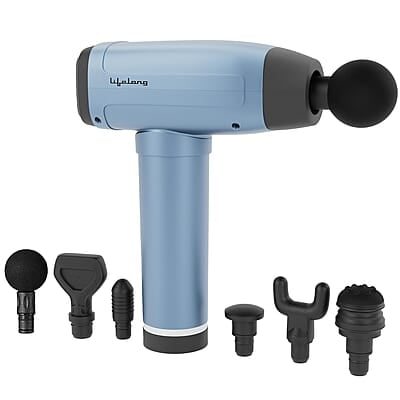 Lifelong Gun Massager Percussion for Full Body Pain Relief 6 Heads LED Touch 30 Speed Levels  Premium Bag