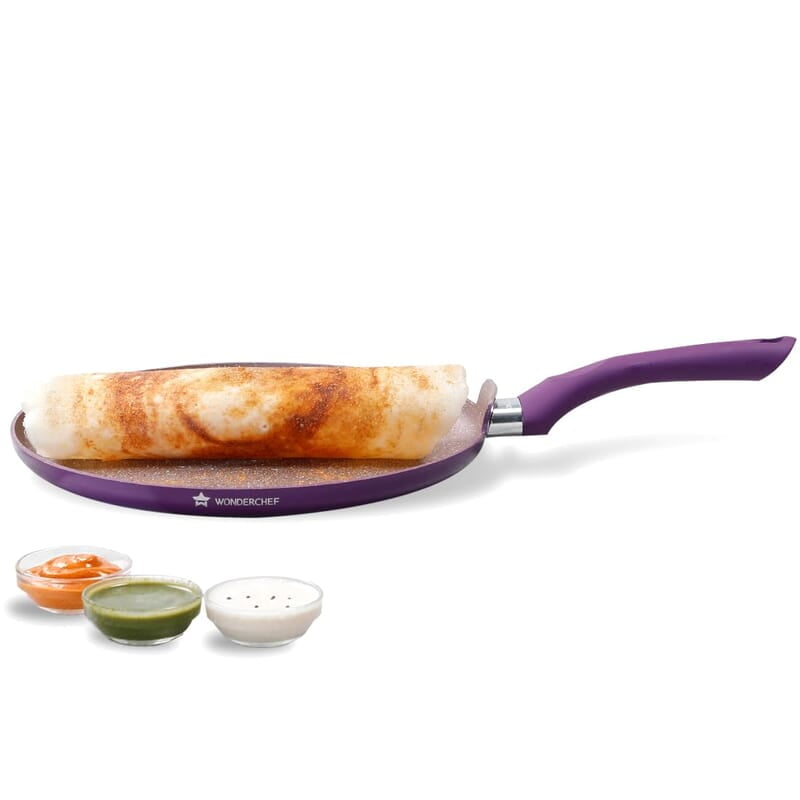 Wonderchef Royal Velvet Non-stick 28cm Dosa Tawa 3 mm thick 1.8 litres Virgin Aluminium Wonderchef Royal Velvet Non-stick 28cm Dosa Tawa 3 mm thick 1.8 litres Virgin Aluminium