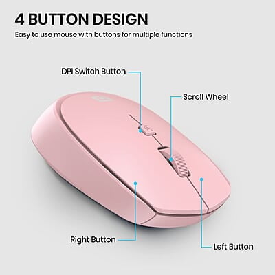Portronics Toad 23 Wireless Optical Mouse with 2.4GHz, USB Nano Dongle, Optical Orientation, Click Wheel, Adjustable DPI Portronics Toad 23 Wireless Optical Mouse with 2.4GHz, USB Nano Dongle, Optical Orientation, Click Wheel, Adjustable DPI