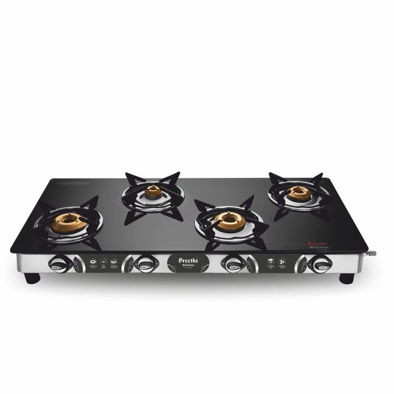 Preethi Blu-Flame Stainless Steel Jumbo Max Glass Top LPG Gas Stove with 4 Burner Preethi Blu-Flame Stainless Steel Jumbo Max Glass Top LPG Gas Stove with 4 Burner