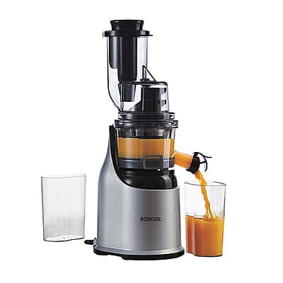 Borosil Health Pro Cold Press Slow Juicer, Portable Slow Juicer, Compact Design, For Fresh Fruits & Vegetables, 200 W