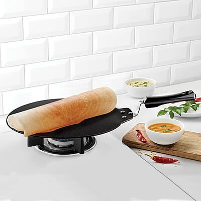 Borosil Granito Non-Stick Dosa Tawa, Induction Friendly, Granite Finish, PFOA-Free, 31 cm Diameter, Black