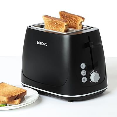 Borosil Krispy Pop-up Toaster, Black, 2-Slice Toaster, 7 Browning Settings, Removable Crumb Tray, 750 W Borosil Krispy Pop-up Toaster, Black, 2-Slice Toaster, 7 Browning Settings, Removable Crumb Tray, 750 W