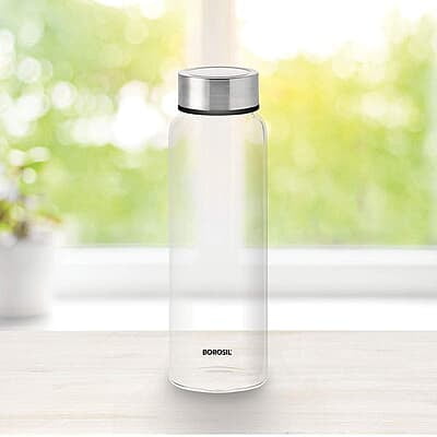 Borosil Crysto Glass Water Bottle, Fridge Bottle Set of 3, Borosilicate Glass, Extreme Temperature Resistant, For Hot & Cold Water, Milk, Lassi, Juice, Steel Lid, 750 ml, Stylish & Transparent Borosil Crysto Glass Water Bottle, Fridge Bottle Set of 3, Borosilicate Glass, Extreme Temperature Resistant, For Hot & Cold Water, Milk, Lassi, Juice, Steel Lid, 750 ml, Stylish & Transparent