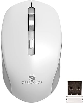 ZEBRONICS Zeb-Jaguar Wireless Mouse, 2.4GHz with USB Nano Receiver, High Precision Optical Tracking, 4 Buttons, Plug & Play, Ambidextrous, for PC/Mac/Laptop