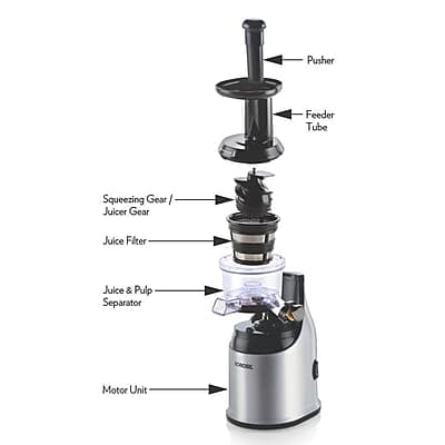 Borosil Health Pro 200-Watt Slow Juicer, Black