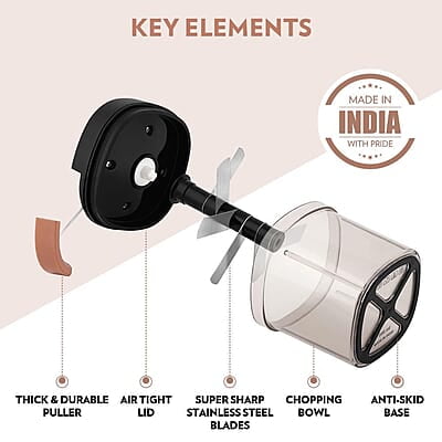 Borosil EazyPull Chopper with 6 Blades, Pull Chopper with Durable String, Mini Chopper for Kitchen, For Chopping Vegetables, Leafy Greens & Herbs, BPA-free, Unbreakable 900 ml Chopping Bowl Borosil EazyPull Chopper with 6 Blades, Pull Chopper with Durable String, Mini Chopper for Kitchen, For Chopping Vegetables, Leafy Greens & Herbs, BPA-free, Unbreakable 900 ml Chopping Bowl