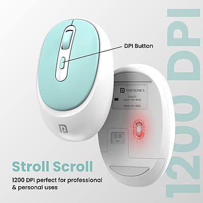 Portronics Toad 27 Wireless Mouse, Silent Buttons, 2.4 GHz with USB Nano Dongle for PC/Mac/Laptop, Auto Power saving Mode, Adjustable DPI Button Portronics Toad 27 Wireless Mouse, Silent Buttons, 2.4 GHz with USB Nano Dongle for PC/Mac/Laptop, Auto Power saving Mode, Adjustable DPI Button