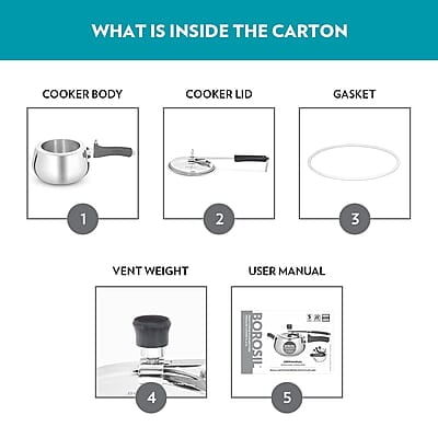 Borosil Pronto Edge Induction Base Inner Lid Stainless Steel Pressure Cooker, 5 L Borosil Pronto Edge Induction Base Inner Lid Stainless Steel Pressure Cooker, 5 L
