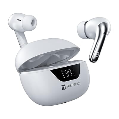 Portronics Harmonics Twins 28 ANC TWS in Ear Earbuds with Smart Touch Control, 50 Hours Playback, Quad Mic ENC Portronics Harmonics Twins 28 ANC TWS in Ear Earbuds with Smart Touch Control, 50 Hours Playback, Quad Mic ENC