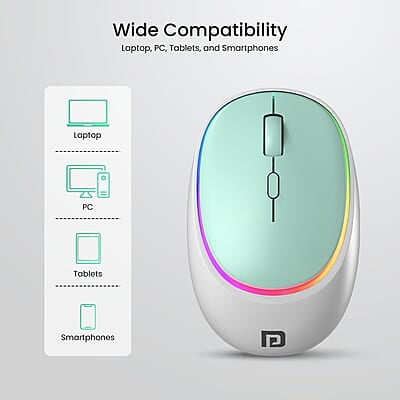Portronics Toad IV Bluetooth Mouse with 2.4 GHz Wireless (Dual Connectivity), Rechargeable, Connect up to 3 Devices, RGB Lights, Adjustable Optical DPI for Laptop, PC, Tablet, Smartphone