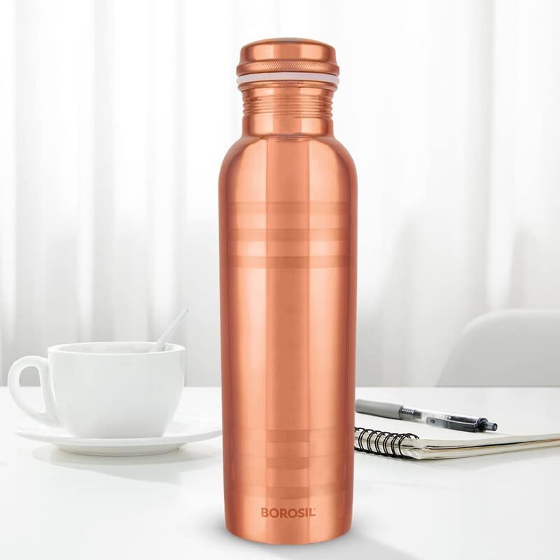 Borosil Chakra Copper Water Bottle, 100% Copper, Leak-proof, For Everyday Use, 1 L, Bronze Borosil Chakra Copper Water Bottle, 100% Copper, Leak-proof, For Everyday Use, 1 L, Bronze