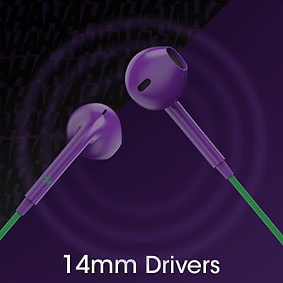 ZEBRONICS DC Joker Edition Buds 30 3.5mm Stereo Wired in Ear Earphone with Inline Microphone for Calling, Volume Control, Multifunction Button, 14mm Drivers, Stylish eartip Design ZEBRONICS DC Joker Edition Buds 30 3.5mm Stereo Wired in Ear Earphone with Inline Microphone for Calling, Volume Control, Multifunction Button, 14mm Drivers, Stylish eartip Design