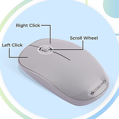 ZEBRONICS Haze Wireless Mouse for Computers, Laptops with 1200 DPI, Advanced Optical Sensor, 2.4GHz USB Nano Receiver, Plug - Play Usage, Power Saving Mode and Comfortable use on Most Surfaces