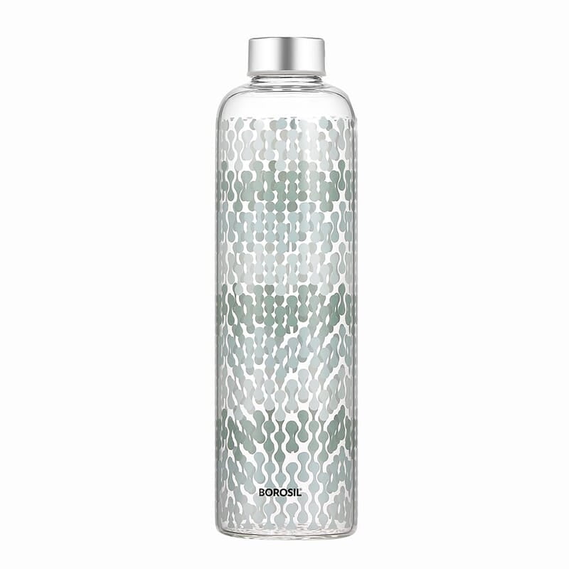 Borosil Artisan Series Vista 1000 ml Narrow Mouth Glass Bottle with Metal Lid | 100% Borosilicate, Fridge Safe, Leakproof, Easy to Carry | Store Water, Lassi, Juice, Smoothies | Dishwasher Safe