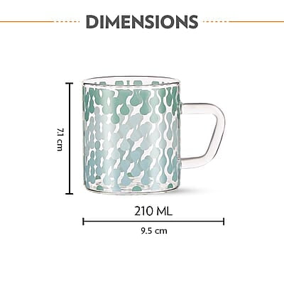 Borosil Vision Vista Tea n Coffee Classic Mug Set of 6 Pcs 210 ml | Borosillicate Glass, Microwave Safe, Scratch Resistance, Lightweight | for Chai, Green Tea, Milk
