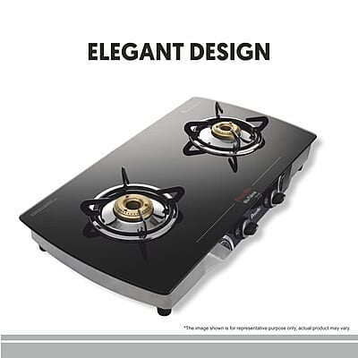 Preethi Bluflame Streak Plus Glass Top 2 Burner Gas Stove, with Jumbo Burner, Manual Ignition Preethi Bluflame Streak Plus Glass Top 2 Burner Gas Stove, with Jumbo Burner, Manual Ignition