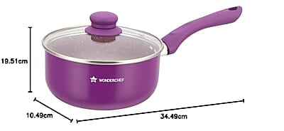 Wonderchef Royal Velvet 18cm Sauce pan with Glass Lid  3 mm thick  2 litres