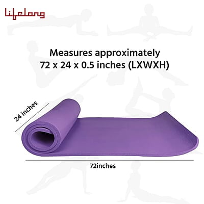 Lifelong Foam 13mm Extra Thick Yoga and Exercise Mat with Carrying Strap, Medium