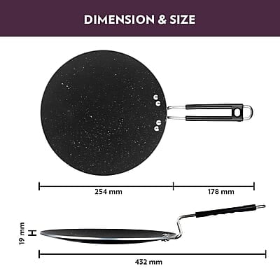 Borosil Granito Non-Stick Concave Tawa, Induction Friendly, Granite Finish, PFOA-Free, 28 cm Diameter, Black Borosil Granito Non-Stick Concave Tawa, Induction Friendly, Granite Finish, PFOA-Free, 28 cm Diameter, Black