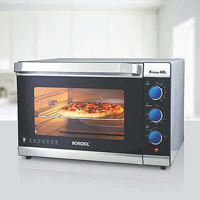 Borosil Prima 48 L Oven Toaster & Grill, Motorised Rotisserie & Convection Heating, 6 Heating Modes, Silver Borosil Prima 48 L Oven Toaster & Grill, Motorised Rotisserie & Convection Heating, 6 Heating Modes, Silver