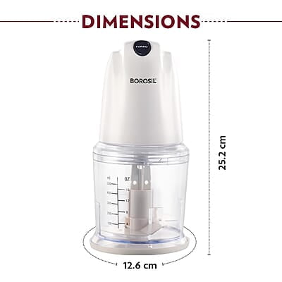 Borosil Chef Delite 260W Electric Chopper For Kitchen Use, White Chopper, Kitchen Accessories Items, Turbo Speed Option, Stainless Steel Blades, Whisking Blade for Cream, Chaas, Lassi Borosil Chef Delite 260W Electric Chopper For Kitchen Use, White Chopper, Kitchen Accessories Items, Turbo Speed Option, Stainless Steel Blades, Whisking Blade for Cream, Chaas, Lassi
