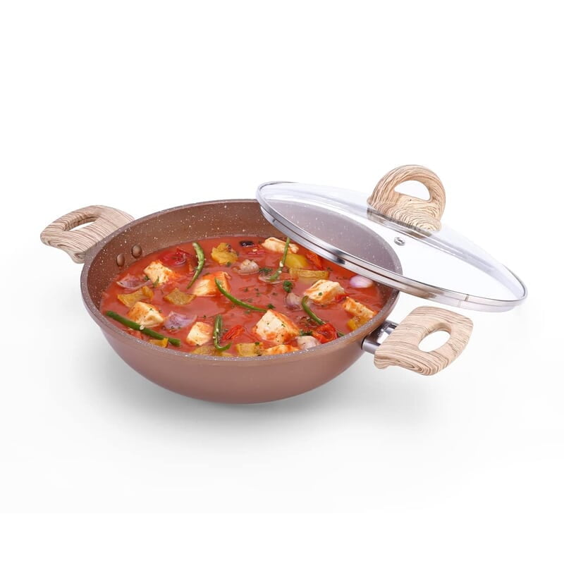 Wonderchef Duralife Die-cast 24 cm Kadhai with lid 5 Layer Healthy Duramax Non-Stick Coating 2.5 litres Wonderchef Duralife Die-cast 24 cm Kadhai with lid 5 Layer Healthy Duramax Non-Stick Coating 2.5 litres