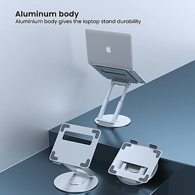 Portronics My Buddy K8 Portable Laptop Stand with 360° Rotating Base, Posture Support, Adjustable Height
