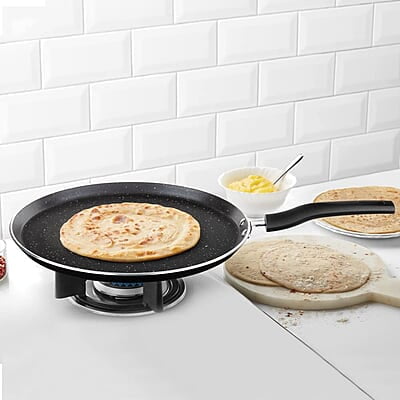 Borosil Granito Non-Stick Flat Tawa, Induction Friendly, Granite Finish, PFOA-Free, 28 cm Diameter