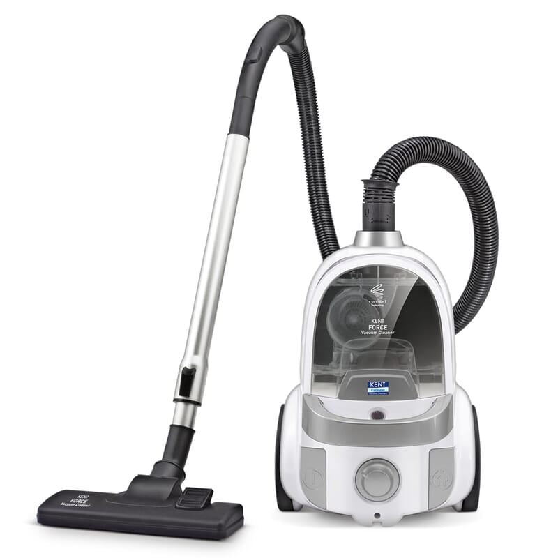 KENT Force Cyclonic Vacuum Cleaner KSL 160 2000W Washable HEPA Filter Low Noise Rubberized Wheels Multiple Accessories Bagless Design Auto Cord Retractor White/Silver KENT Force Cyclonic Vacuum Cleaner KSL 160 2000W Washable HEPA Filter Low Noise Rubberized Wheels Multiple Accessories Bagless Design Auto Cord Retractor White/Silver